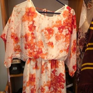 Orange floral, open back